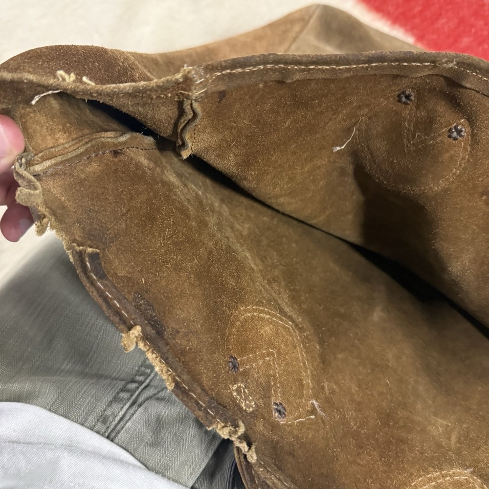 Vintage 1950s Brown Suede Leather LL Bean ? Tote Bag FLAWS Read Description - Picture 6 of 9